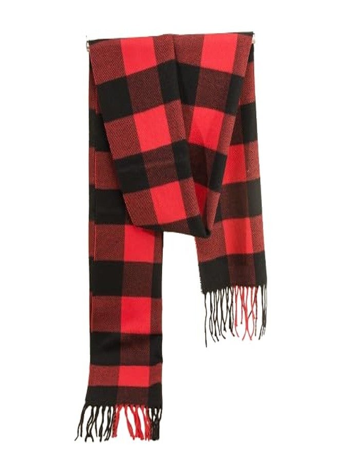 Vikodah Mens Womens Winter Warm Scarf Classic British Black Red Christmas Plaid Soft Cashmere Feel Tassle Long Shawl - Image 5